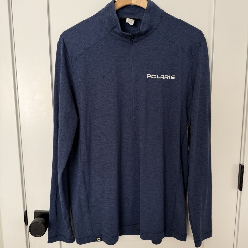 Polaris Men's Quarter Zip Athletic Pullover Dark Denim Blue Large